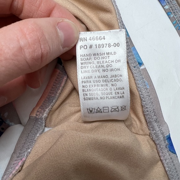 VYB Tank Swimsuit Top w/ Pads Gray Pink Floral Snaps Medium - Picture 7 of 9